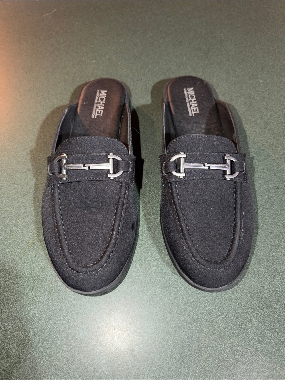 Michael Shannon Black Slip-On Loafers with Pewter Bit